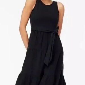 J.Crew Belted Gauze Tiered Midi Dress Black - size 6
